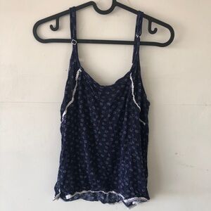 Vintage Jessica Simpson Floral Daisy Tank Top Medium Crochet Trim